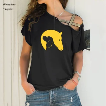 Plus size 5XL negabaritinių marškinėliai vasaros Atsitiktinis Trumpas Rankovės marškinėliai moterims Šuo Ir Arklys Draugų Meilės nuotrauką spausdinti femme t-shirts