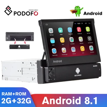 Podofo Android Automobilio Radijo Multimedijos Grotuvas GPS Autoradio 1 Din 7