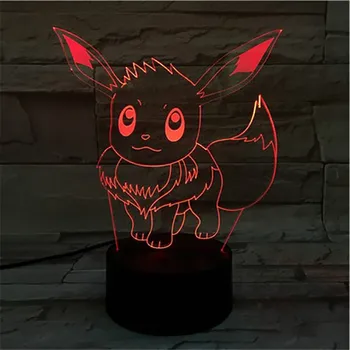 Pokemon Eevee Anime Pav 3D LED Nakties Šviesos Flareon Glaceon Sylveon Jolteon Espeon Umbreon Statulėlės, Miegamojo Puošimas Lempos Dovanos
