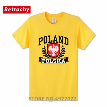 Populiariausių Lenkijos Vėliavos Vyrų 3D Atspausdintas Medvilnės, trumpomis Rankovėmis Marškinėlius Polska Erelis Marškinėliai Vasaros Kietas Streetwear Hipster T-shirt