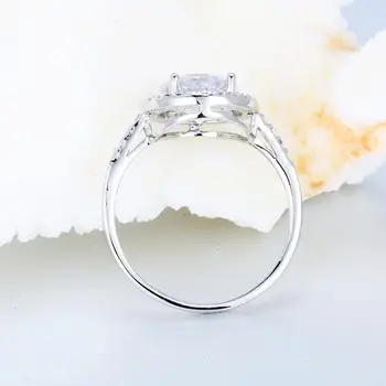 Prabanga Moterų Kristalų Cirkonis Akmuo Žiedas Boho Sidabro Spalvos Didelis Baltas Apvalus Žiedas Žada Didelės Meilės Sužadėtuvių Žiedai Moterims