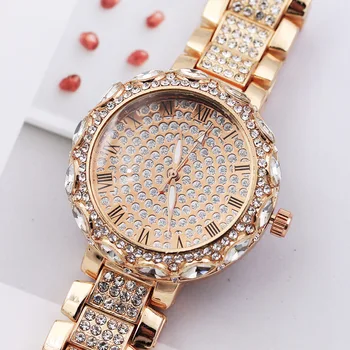 Prabangos Prekės Diamond Rose Gold Moterų Žiūrėti Kvarciniai Laikrodžiai Mados Ponios Apyrankė Laikrodis Žiūrėti Relogio Feminino 2020 Laikrodis