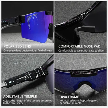 Prabangus butas viršų akiniai tr90 rėmelis Mėlyna veidrodinis objektyvas Vėjo Sporto Poliarizuoti Akiniai nuo saulės aukštos kokybės UV400 Akiniai