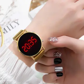 Prabangus LED Moterų Laikrodžiai Elektronine Magnetinių Rose Gold Žiūrėti Skaitmeninę Sporto Kvarcinis Laikrodis Ponios Laikrodis Dovanos relogio feminino
