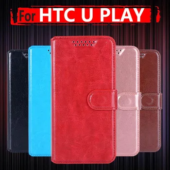 Prabangus Odinis dėklas HTC U Žaisti Atveju 5.2 colių Flip Cover For HTC UPlay Verslo Knyga, Telefono dėklas Su Stovu Kortelės Turėtojas