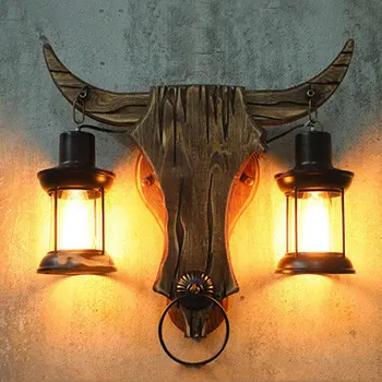 Pramonės šviesos dizaino retro geležies medienos žibinto stiklas sienos lempos kūrybos kavinė restoranas, baras, naktiniai sienų apšvietimo sconce liemenėlė