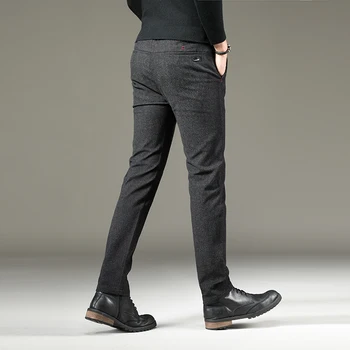 Prekės 2020 medvilnės Vyrų Kelnės Slim Fit Rudens Žiemos Aukštos Kokybės Verslo Butas Klasikinis Visas Ilgis storio Laisvalaikio vyriškos Kelnės