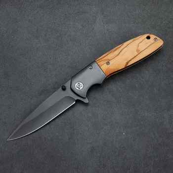 Prekės Damasko plieno letena peilį greitai sulankstomas peilis 440C Blade + medienos rankena kišenėje sulankstomas peilis kempingas medžioklės išgyvenimo EDC