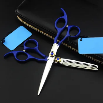Profesinės japonija 6 colių mėlyna plaukų žirklės nustatyti salonas plaukų pjovimo kirpykla makas kirpimas retinimo žirklės, plaukų kirpimo žirklės