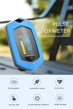 Profesinės Piršto Pulse Oximeter Piršto PR Širdies ritmo Monitorius SpO2-Kraujo Deguonies Matuoklis Įkraunamas USB Piršto Oximeter