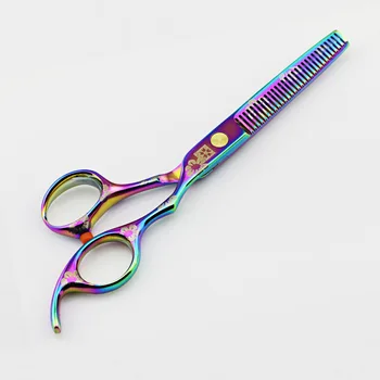 Profesinės violetinė vaivorykštė 5.5 ir 6 colių pjovimo ir retinimo žirklės plaukų žirklės nustatyti, kirpykla, plaukų kirpimo žirklės Nemokamas Pristatymas