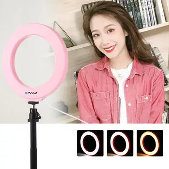 PULUZ 6.2 colių 12cm USB 3 Rūšių Pritemdomi LED Žiedo Vlogging Fotografijos Vaizdo Žibintai su Šalto Batų Trikojo Kamuolį Galva Selfie Šviesos