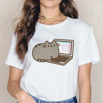 Pusheen marškinėliai moterims korėjos animaciją kačių drabužių moterų top tee marškinėliai marškinėlius ulzzang kawaii Grafinis t-shirt harajuku Atsitiktinis