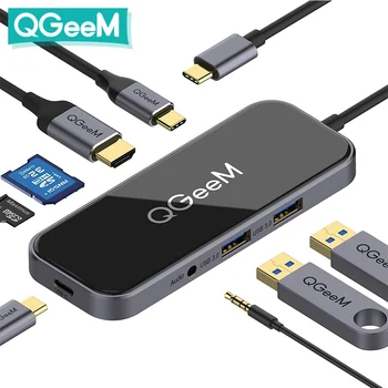 QGeeM 8 Prievadai USB C Centru 