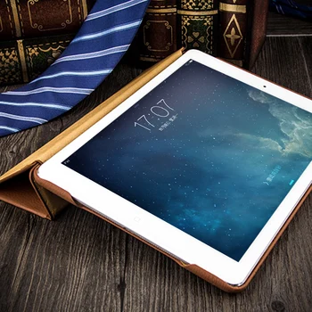 QIALINO Ultra Plonas Viršutinis Sluoksnis Odos Flip Case for iPad Oro Stendas 