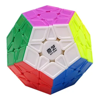 Qiyi Qiheng S Megaminx Kubo Raižyti Stickerless Dodecahedron Greitis Magija Galvosūkį Konkursas Twist Pak Color Box 1pcs Saugaus ABS