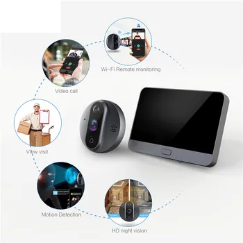 R9 WiFi Smart Elektroninių Akutė Cat Eye Belaidžio Vaizdo Doorbell Judesio Aptikimo dvipusio Ryšio Guard Šeimos Turto Saugos