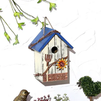 Rankų darbo mediniai birdcage lauko ir retro sodo birdnest dekoracijas, nedidelis medinis namas derliaus sodo puošyba