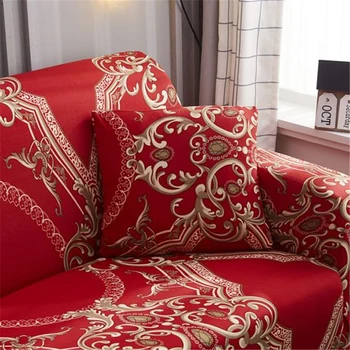 Raudona Tampus Sofa Cover Royal Stiliaus Slipcover Elastinga Sofos Padengti Įtampa Apima Kambarį