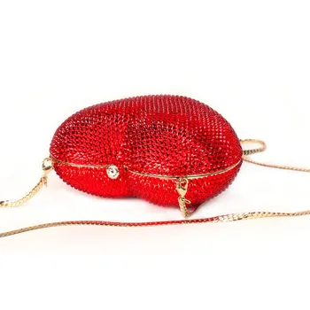 Raudona širdies formos kristalų sankabos krepšys kalnų krištolas vakare maišelį metalo šalies Ponios rankinėje Širdies formos deimantų Ponios Vestuvių Maišelį 88167