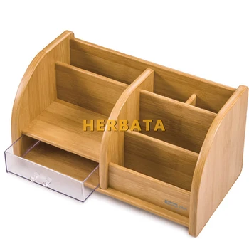 Rašiklio laikiklis stalas naujas mados multi-funkcija Bambuko Pagamintas stalas talpinimo raštinės reikmenys pen lauke boksuose, nustatyti turėtojas