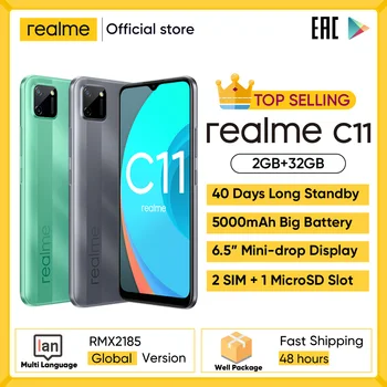Realme C11 Mobiliųjų Telefonų 6.5 colių 5000mAh Didelis Baterijos 40days Ilgai veikiant Budėjimo režimu, 3-Card Lizdas, Android Smartfon, 13MP Kamera Telefono