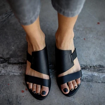 REAVE KATĖ vasaros moterų batai turas peep toe flat sandalai paslysti ant paplūdimio avalynė ne Juoda Balta zapators Didelis dydis 44 46