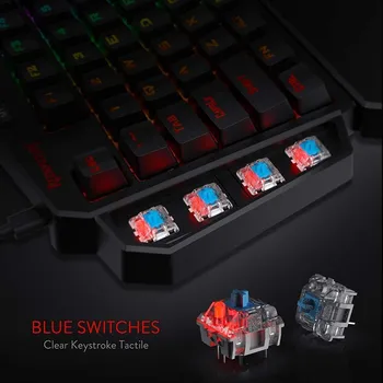 Redragon K585 DITI Viena Ranka RGB Mechaninė Žaidimų Klaviatūra 42 Klavišus Mėlyna Jungiklis LED Kairėje Mini Klaviatūra Mobiliesiems Žaidimas
