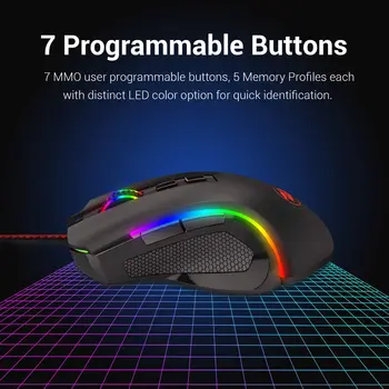 Redragon M607 Laidinio Žaidimų Pelės RGB Apšvietimas Ergonomiškos 8 Programuojami Mygtukai 7 foninio Apšvietimo Režimai 7200 DPI Windows PC Žaidėjai