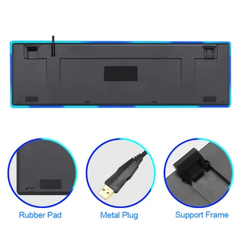 Redragon RATRI K595 RGB USB Silent Mechaninė Žaidimų LED backlit Keyboard Black Jungiklis 104 Klavišą PC Gamer rusijos Keycaps