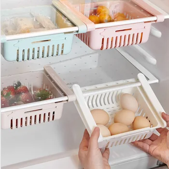 Reguliuojamas Šaldytuvas stalčiuko Maisto Organizatorius Šaldytuvas Pull-out Stalčių Daugiafunkcinis Sandėliavimo Lentynos, Virtuvės Organizatorius