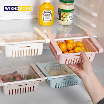 Reguliuojamas Šaldytuvas stalčiuko Maisto Organizatorius Šaldytuvas Pull-out Stalčių Daugiafunkcinis Sandėliavimo Lentynos, Virtuvės Organizatorius