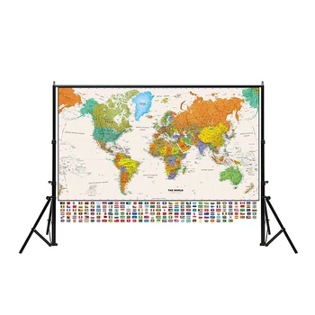 Retro Pasaulio Žemėlapį su Nacionalinės Vėliavos Drobės Tapybos Plakatai ir Spausdina Siena Lipdukas Apdaila, Sulankstomas Fizinio Žemėlapiai Neįrėminti