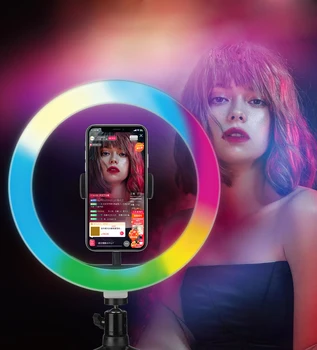 RGB žiedas lempos didelis žiedas šviesos Profissional ringlight 10 cm/26 cm telefono turėtojas selfie valdytojas