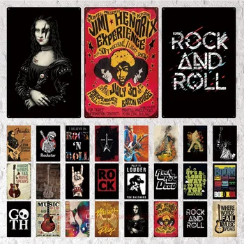 Rock and Roll Alavo Pasirašyti Muzikos kapela Metalo Gerbėjų Plakatas Star Sienų Dekoras Klubas Tikis Baras Meno Dekoratyvinis Ketaus Plokštė