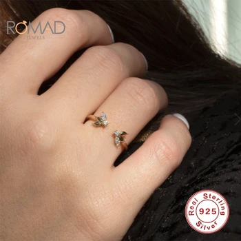 ROMAD 2020 Mini Bičių Diamond Engagement Atidaryti Žiedas 925 Sterlingas Sidabro Originalus Žiedai Moterims, Juvelyriniai dirbiniai Didmeninė Pendientes