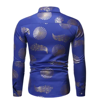 Royal Blue Naktinis Klubas Marškinėliai Vyrams Blizga Įdegio Gėlių Chemise Homme Šalis Vestuvių Vakarienė Prom Mens Suknelė Marškiniai Camisas Hombre