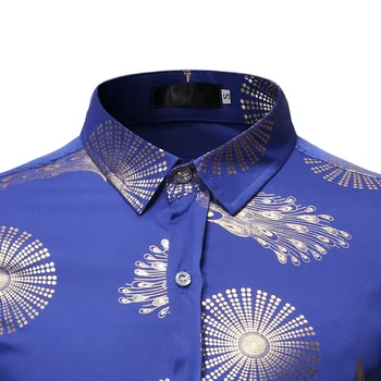 Royal Blue Naktinis Klubas Marškinėliai Vyrams Blizga Įdegio Gėlių Chemise Homme Šalis Vestuvių Vakarienė Prom Mens Suknelė Marškiniai Camisas Hombre