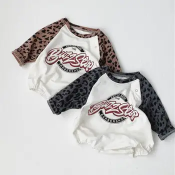 Rudenį Kūdikių Bodysuit Leopardas Spausdinti ilgomis Rankovėmis vientisas Mažylis Berniukas Jumpsuit Drabužius Baby Girl Drabužius 0-24M