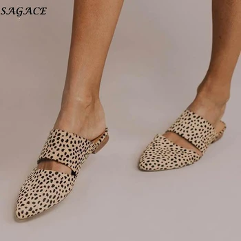 SAGACE Butas Mulas Šlepetės Skaidres moterų mados Leopard Pažymėjo Tne Vasaros Ponios Batai moteris Komfortą Sandalai Sandalias Batai #4Z