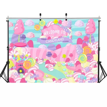 Saldainiai Temą Gimtadienio Reklama Fotografijos Fonas Sveiki atvykę į Candyland Saldus Princesė Baby Shower Šeimų Vaikams Saldainis