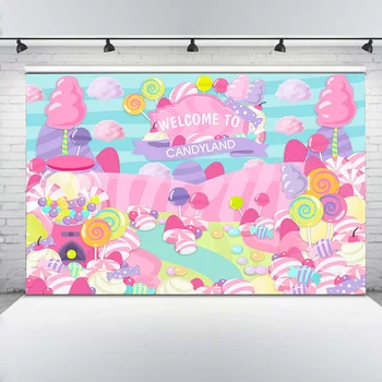 Saldainiai Temą Gimtadienio Reklama Fotografijos Fonas Sveiki atvykę į Candyland Saldus Princesė Baby Shower Šeimų Vaikams Saldainis