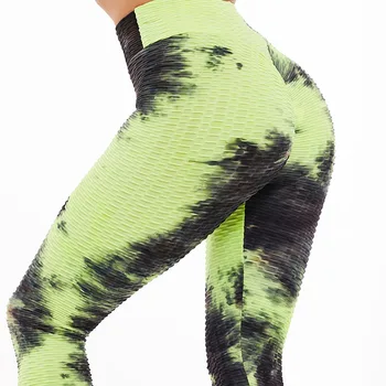 SALSPOR Joga Sportas Antblauzdžiai Moterims 3D Kaklaraištis Dažų Žakardo Kelnės Aukštu Juosmeniu Push Up Sweatpants Gumelės Sveikatingumo bėgimas Legging