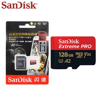 SanDisk Extreme Pro 128GB 64GB SDXC Micro SD Kortelę IKI 170MB/s, 10 Klasė U3 A2 UHS-1 V30 Flash Kortelė TF Kortelę 