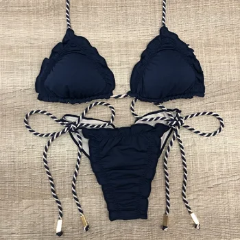 Seksualus Bikini 2020 Moterų maudymosi kostiumėlį Tvarstis Apynasrio Paplūdimio Dėvėti Maudymosi kostiumai Push Up maudymosi Kostiumėliai, Moterų Brazilijos Bikini Komplektas