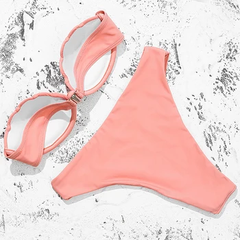 Seksualus shell bandeau bikini nustatyti 2020 m. Underwire maudymosi kostiumėlį moteris Push up maudymosi kostiumėliai moterims besimaudančių Vasaros maudymosi kostiumėlis dviejų dalių kostiumas