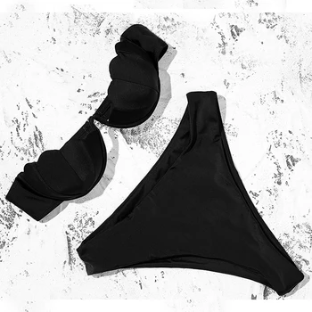 Seksualus shell bandeau bikini nustatyti 2020 m. Underwire maudymosi kostiumėlį moteris Push up maudymosi kostiumėliai moterims besimaudančių Vasaros maudymosi kostiumėlis dviejų dalių kostiumas