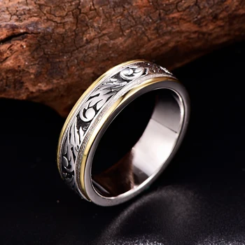 Senovinių Lapų Žiedas Vyrams Kietas 925 Sterlingas Sidabro Spalvos Žiedas, Vestuvių Dalyvavimas Papuošalai