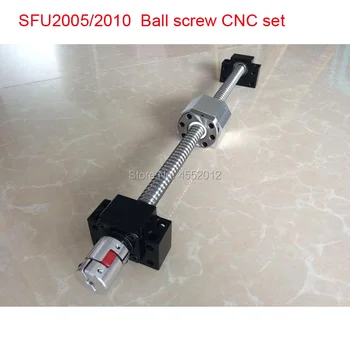 SFU2005 Ballscrew Nustatyti : 20MM Kamuolys varžtą SFU2005 SFU2010 1100 1200 1500 mm Galo Apdirbti + Kamuolys Veržle + cnc dalys