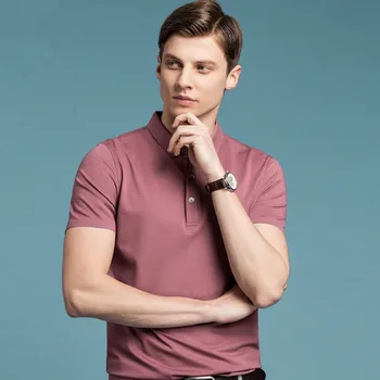 SHANBAO vyriški laisvalaikio vientisos spalvos atvartas trumpomis rankovėmis polo marškinėliai 2020 m. vasarą naujas prabangus aukštos kokybės elegantiškas džentelmenas POLO marškinėliai
